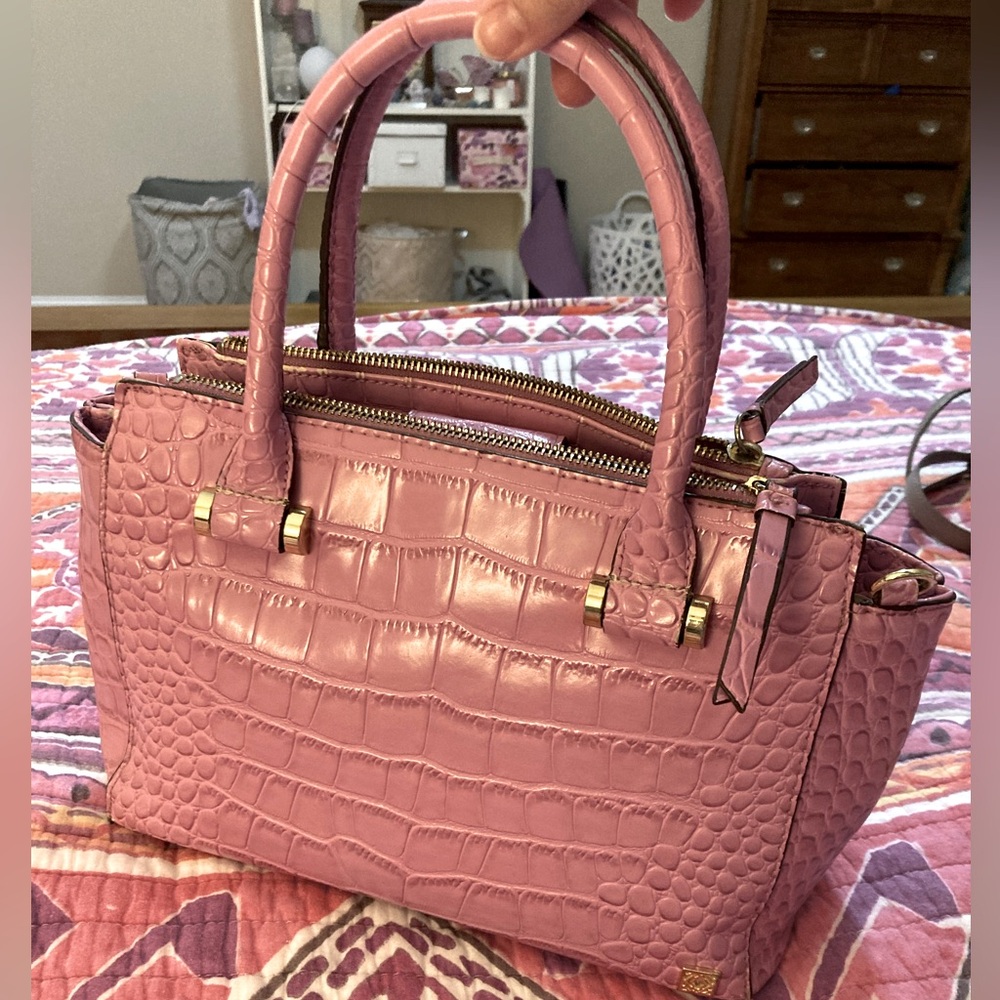 Lavender Crocodile Embossed Handbag